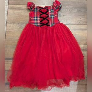 Elegant Red Plaid Kids Formal Dress